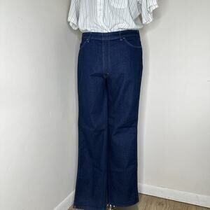 80s Mens Jeans 36x33 Blue Straight Dark Wash Denim Work Pants Trousers Vintage